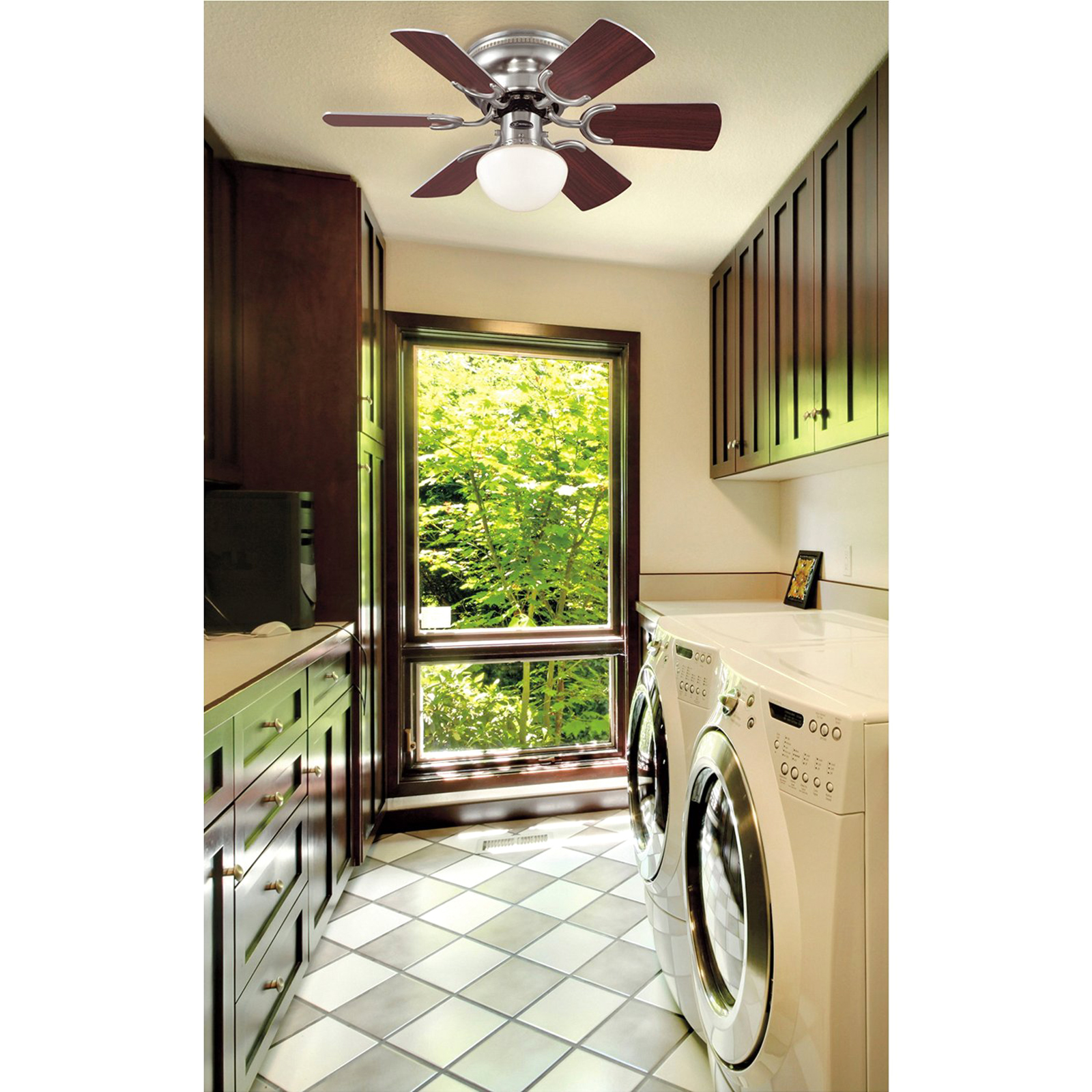 Westinghouse 78005 Petite 30" 6-Blade Ceiling Fan with 1-Light - Brushed Nickel