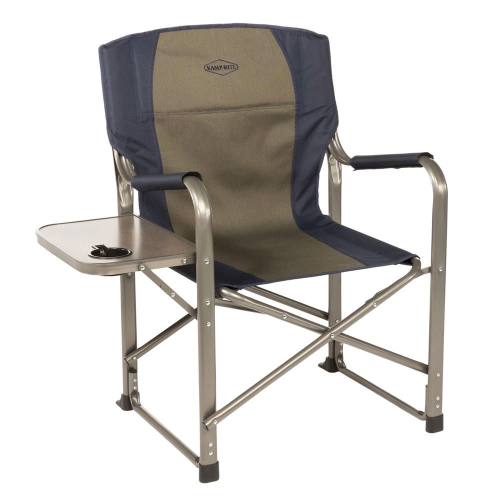 Kamp Rite Director's Chair with Side Table - Navy Blue/ Taupe