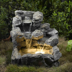 Jeco Fountain Cellar FCL028 Rock Creek Cascading Outdoor-Indoor Fountain with Illumination