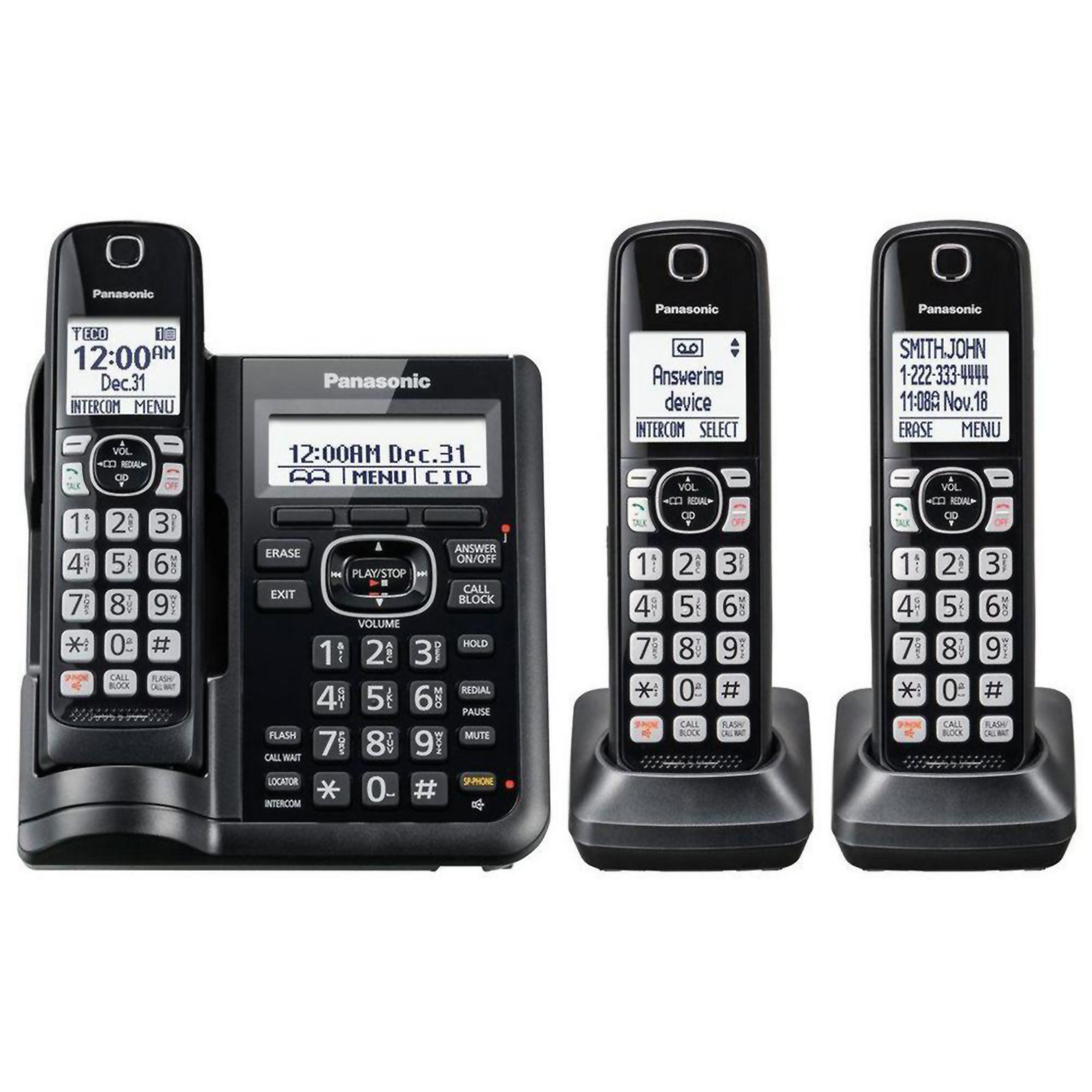 Panasonic KX-TGF543B 3 Handset Cordless Phone with Call Block and Answering Machine
