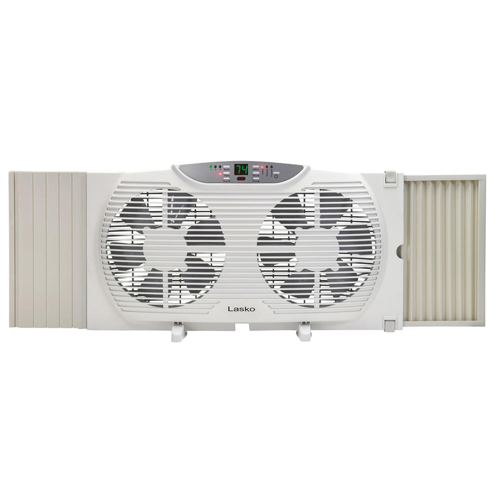 Lasko Products W09550  6-Blade Electrically Reversible Twin Window Fan with Thermostat