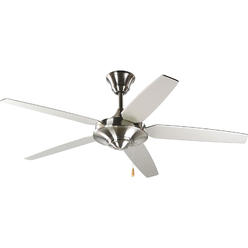 progress lighting p2530-09 54-inch 5 star fan with reversible silver/natural cherry blades, brushed nickel