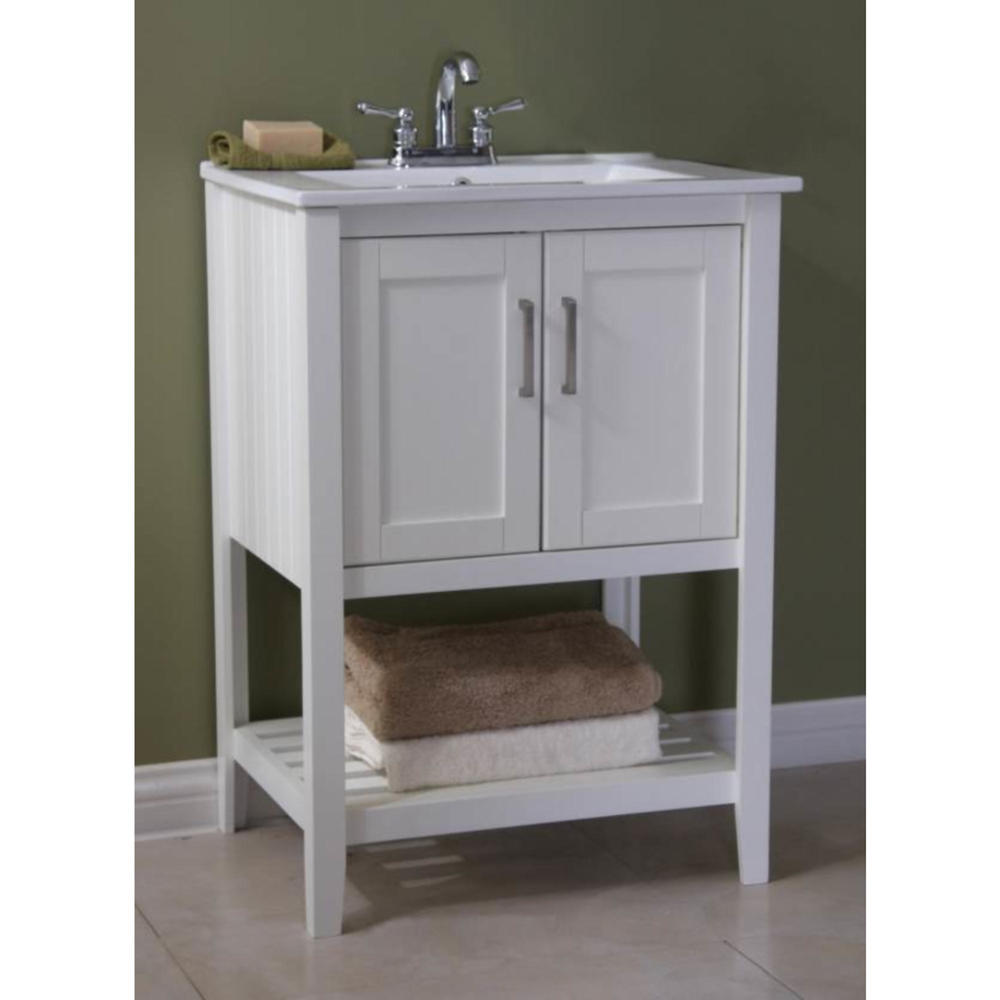 Legion Furniture WLF6020W 24" Solid Poplar Wood Bathroom Vanity with 2 Doors White