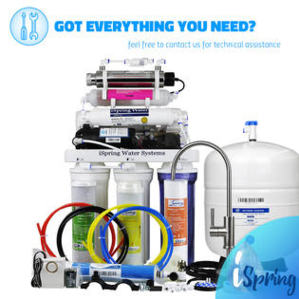 iSpring RCC1UP-AK   100GPD 7-Stage Reverse Osmosis RO UV Alkaline Water Filter System with Booster Pump