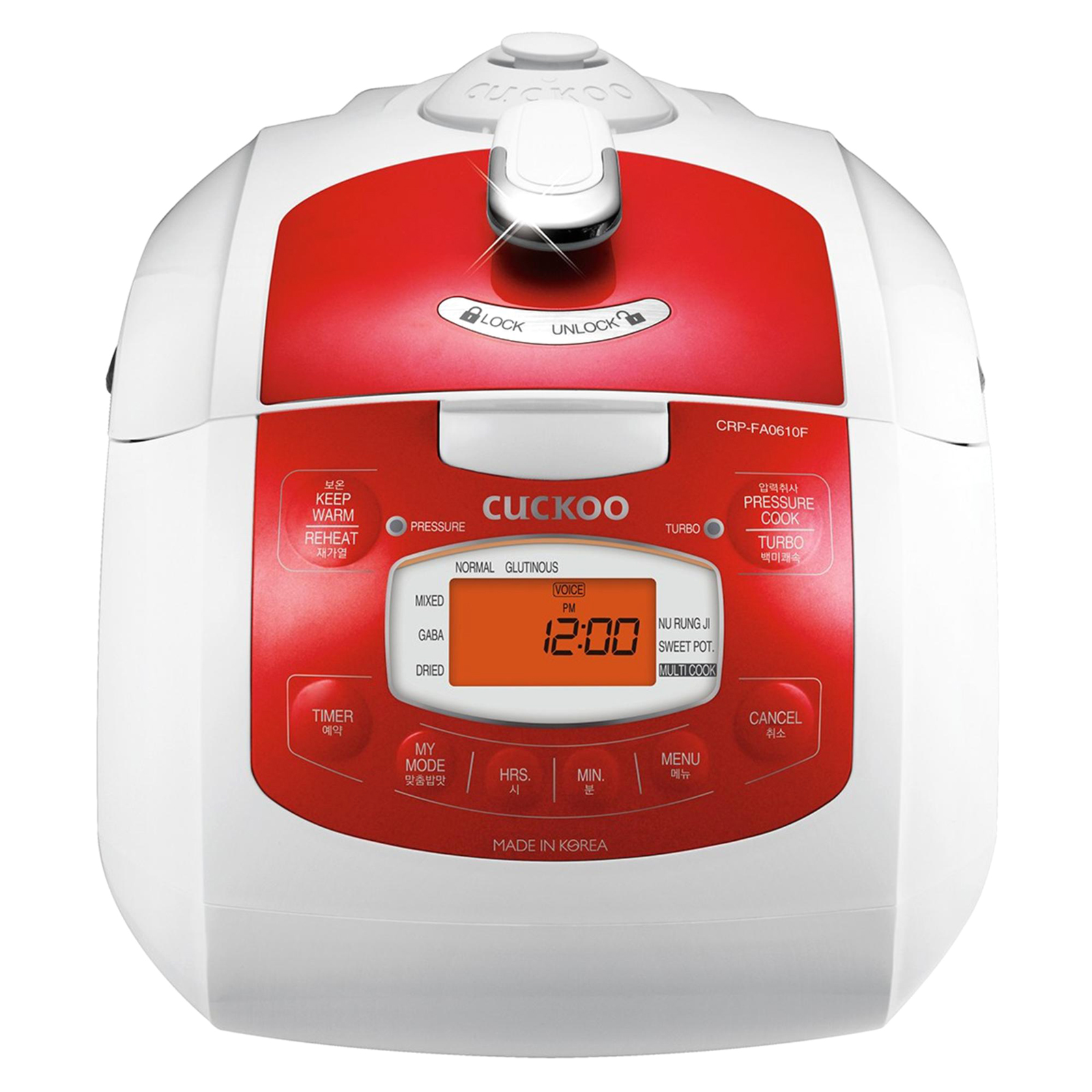 CUCKOO CRP-FA0610FR 6-Cup Electric Pressure Rice Cooker - Red