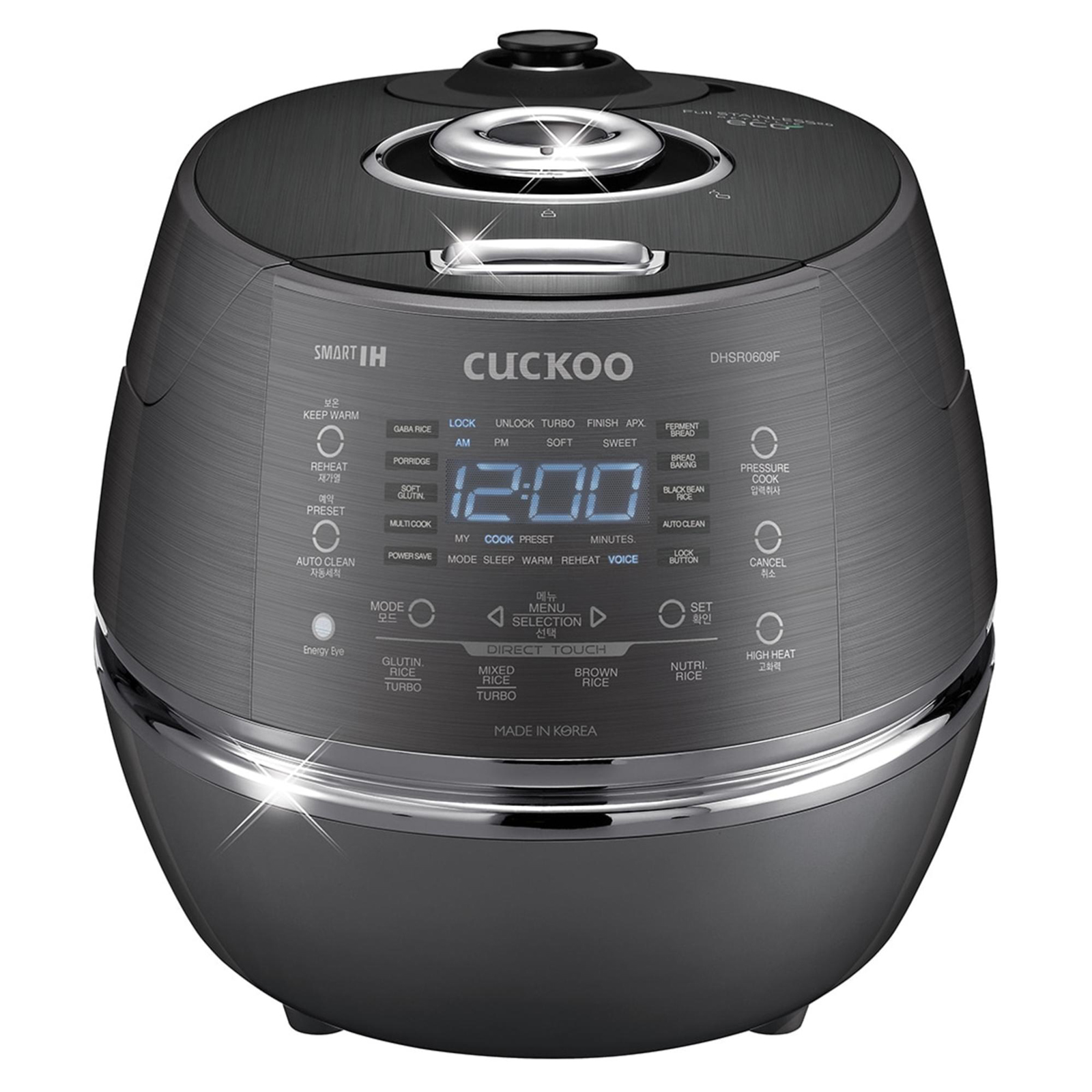 CUCKOO CRP-DHSR0609FD 6-Cup Electric Induction Heating Rice Pressure Cooker with LED Screen - Gray