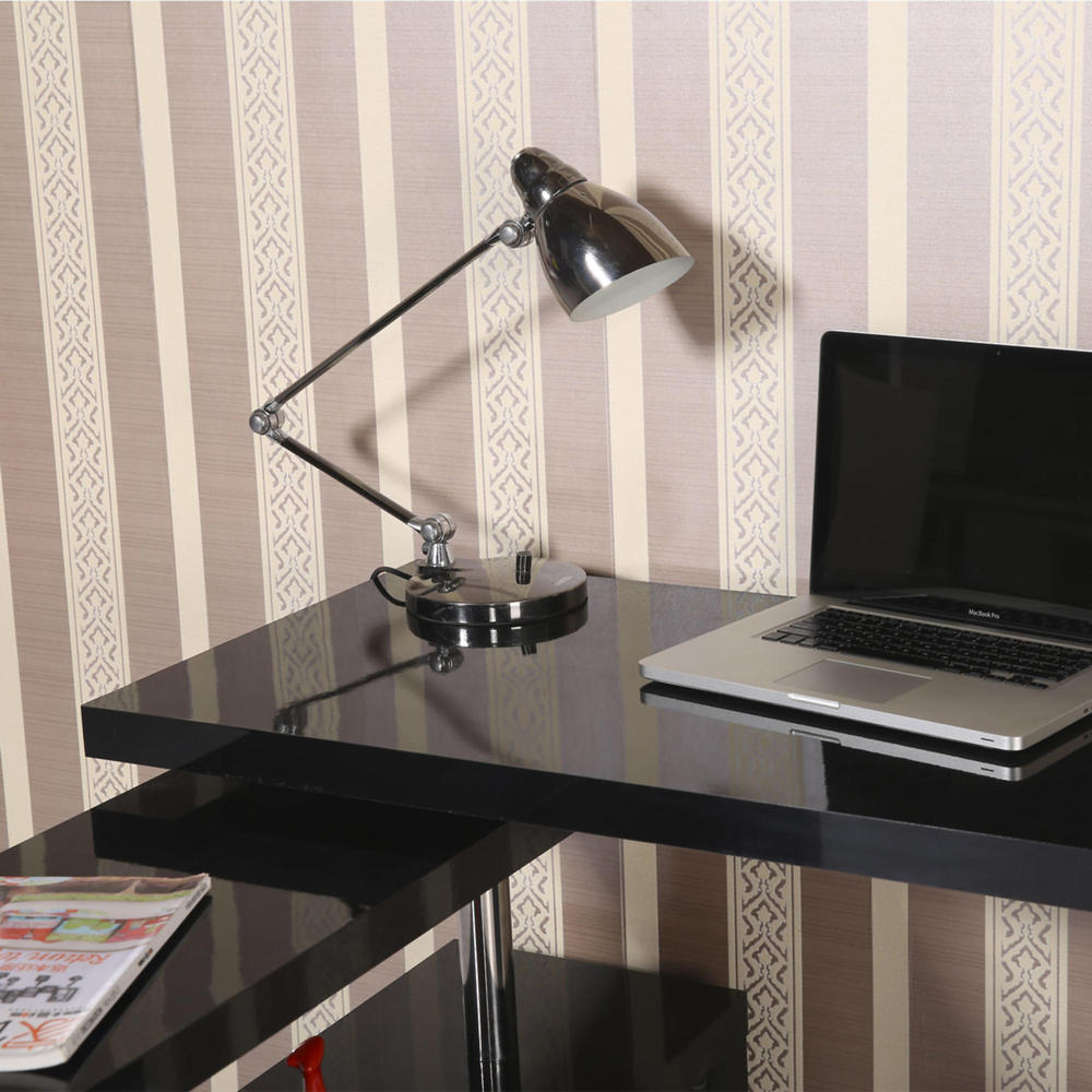 HomCom Modern Corner Rotating L-Shaped Office Desk with 2 Shelves - Black