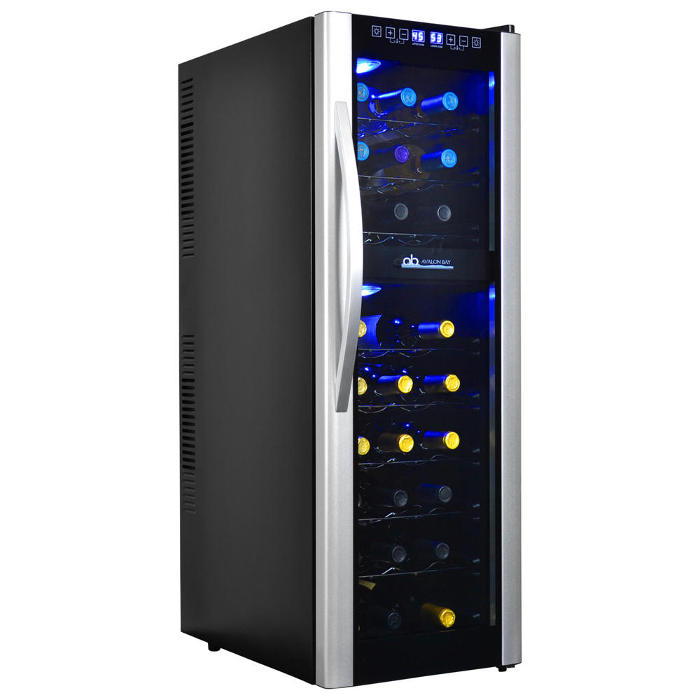 Avalon Bay AB-WINE27DS 27-Bottle 39" Dual Zone Freestanding Wine Cooler - Black and Stainless Steel