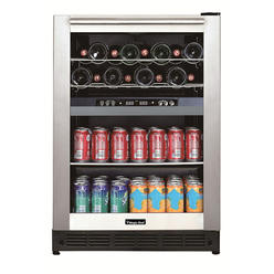 Magic Chef BTWB530ST1 24 Dual-Zone Wine and Beverage Center with Blue LED Lighting Adjustable Digital Thermostat and