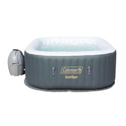 Coleman SaluSpa 4 Person Square Portable Inflatable Outdoor Hot Tub Spa, Gray