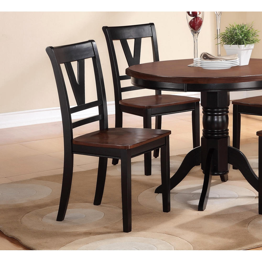 Poundex 42" Round Wooden Dining Table - Black and Cherry