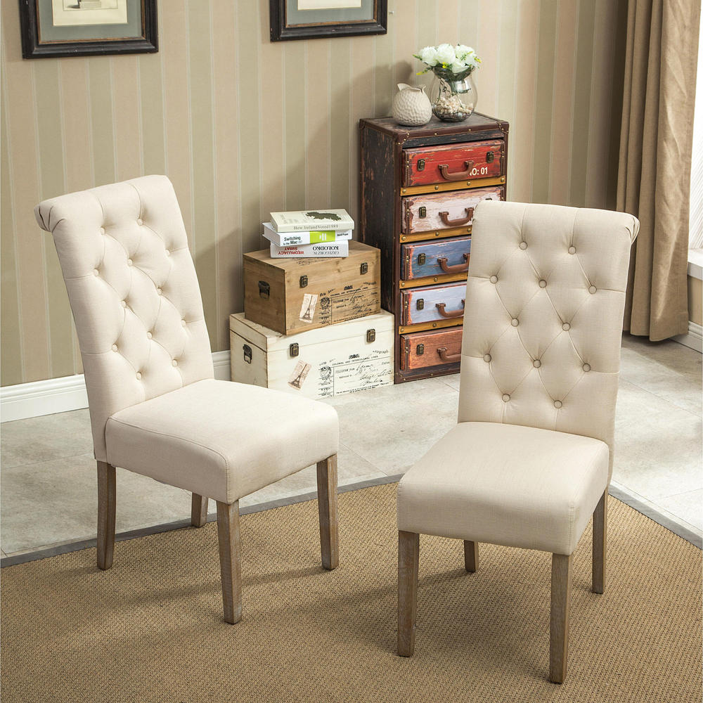 Roundhill Furniture Habit 2pc. Tufted Parsons Dining Chair Set - Tan