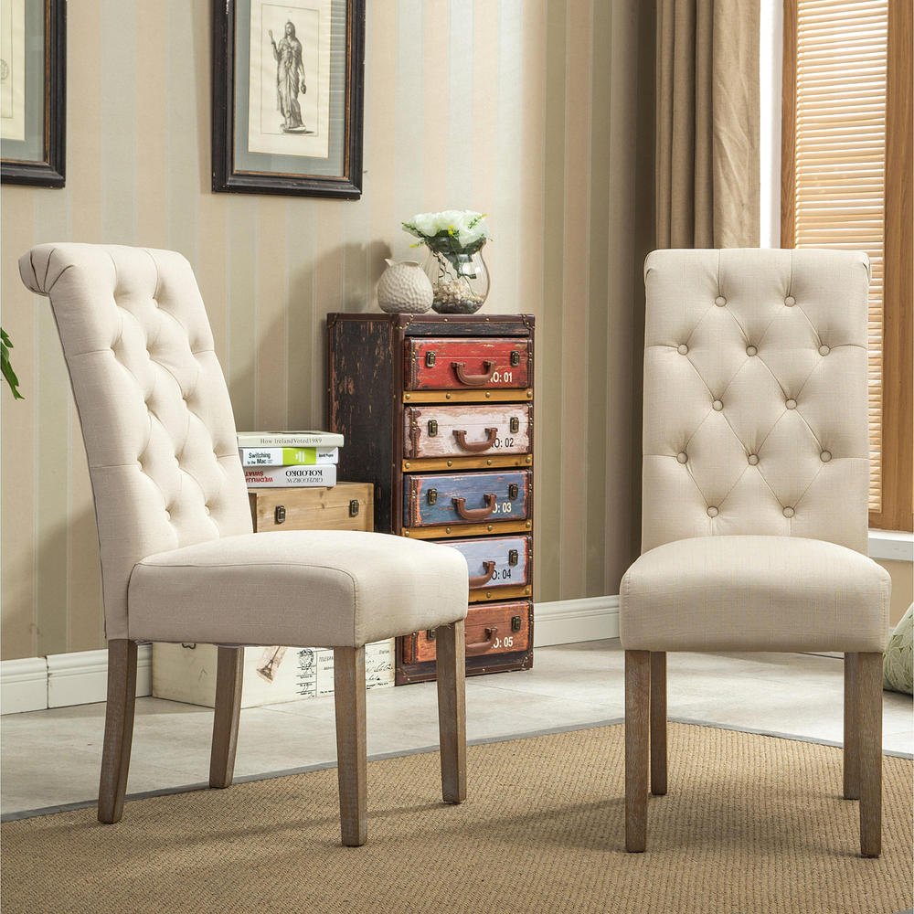 Roundhill Furniture Habit 2pc. Tufted Parsons Dining Chair Set - Tan