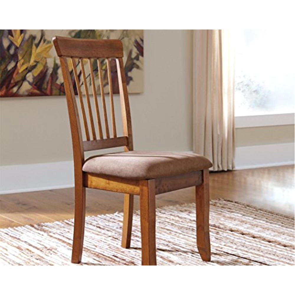 Ashley Furniture Industries Berringer Set of 2 Upholstered Dining Chairs with Spindle Back - Hickory Stain