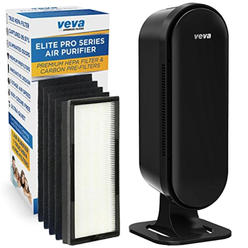 VEVA 8000 Elite Pro Series Black Air Purifier for Home & Large Room, 325 Sq Ft., HEPA Filter & 4 Premium Activated Carbon Pre Fi