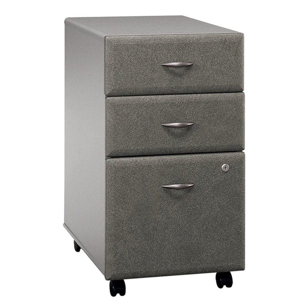 BBF Series A Mobile 3-Drawer Pedestal Cabinet - Pewter