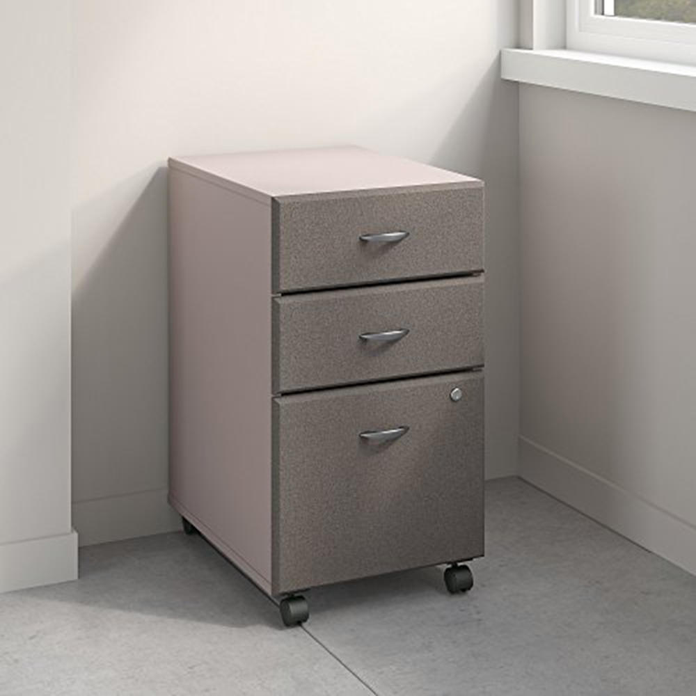 BBF Series A Mobile 3-Drawer Pedestal Cabinet - Pewter