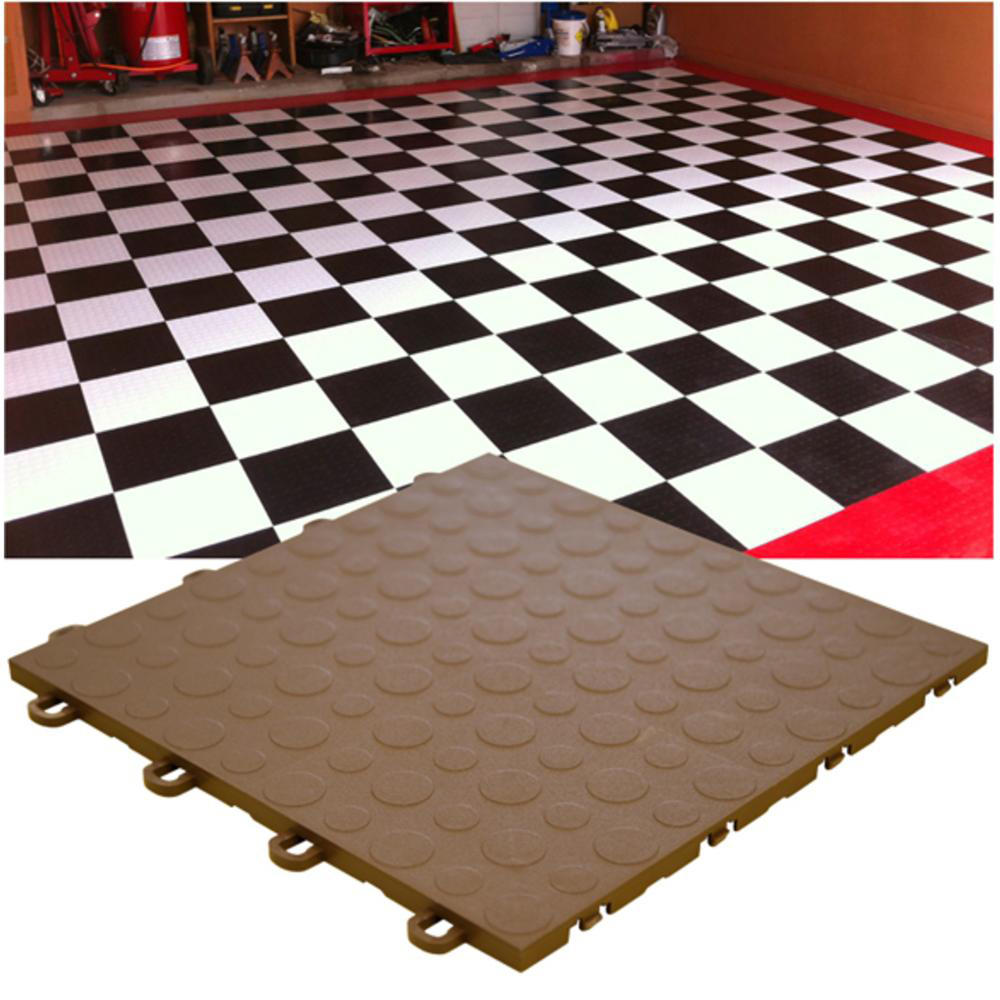 ModuTile 30pc. Polymer Interlocking Garage Floor Tile Set - Coin Brown