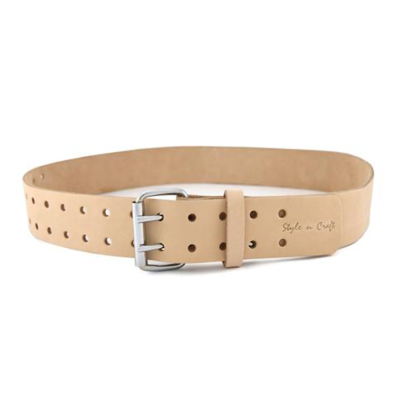 Style N Craft 2" Heavy Top Grain Leather Work Belt with Double Prong Roller Buckle