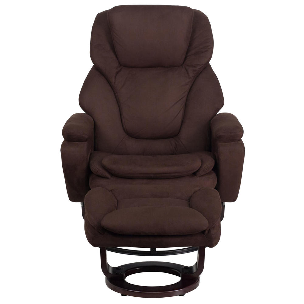 Flash Furniture 31.5" Contemporary Microfiber Recliner and Ottoman with Swivel Base - Brown