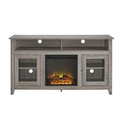 Walker Edison W58FP18HBAG 58 in. Wood Highboy Fireplace Media TV Stand Console - Driftwood