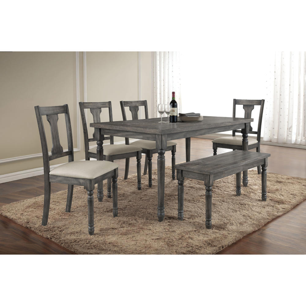 Acme Furniture Wallace 59" Wood Dining Table with Turned Legs - Weathered Gray