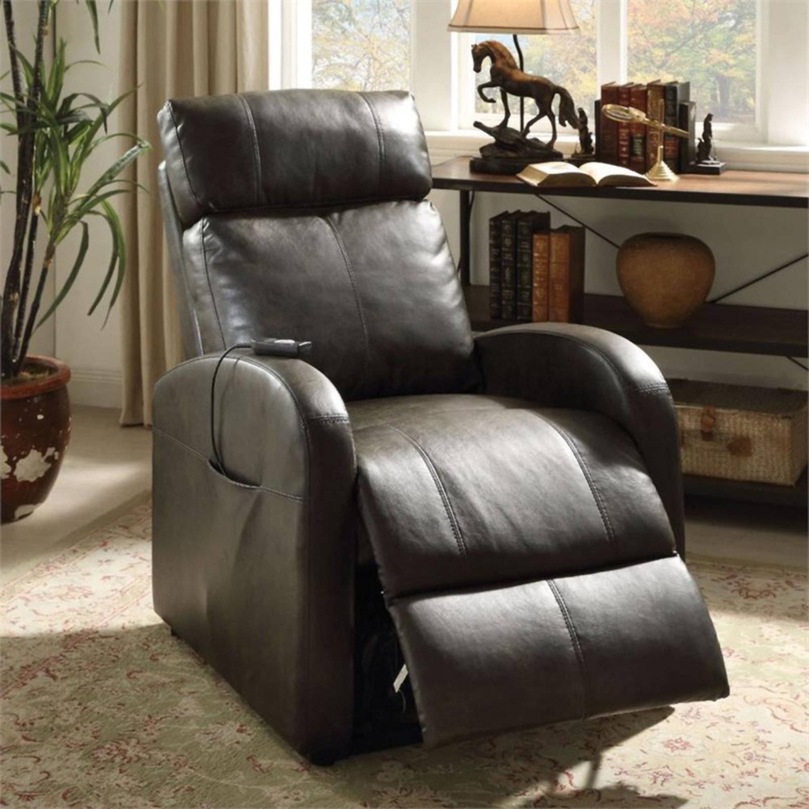 Acme Furniture Ricardo 40" Upholstered Recliner Chair with Power Lift - Dark Gray