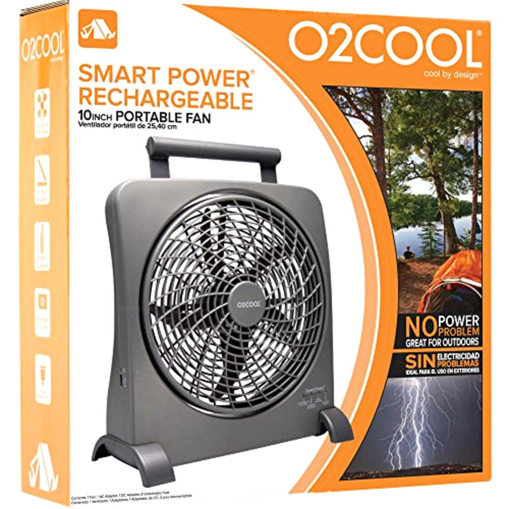 O2Cool FD10006AU 10" 2-Blade Portable Smart Power Fan with AC Adapter