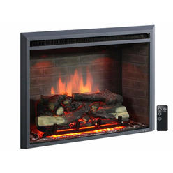 PuraFlame Western Electric Fireplace Insert with Fire Crackling Sound, Remote Control, 750/1500W, Black, 33 5/64 Inches Wide, 25