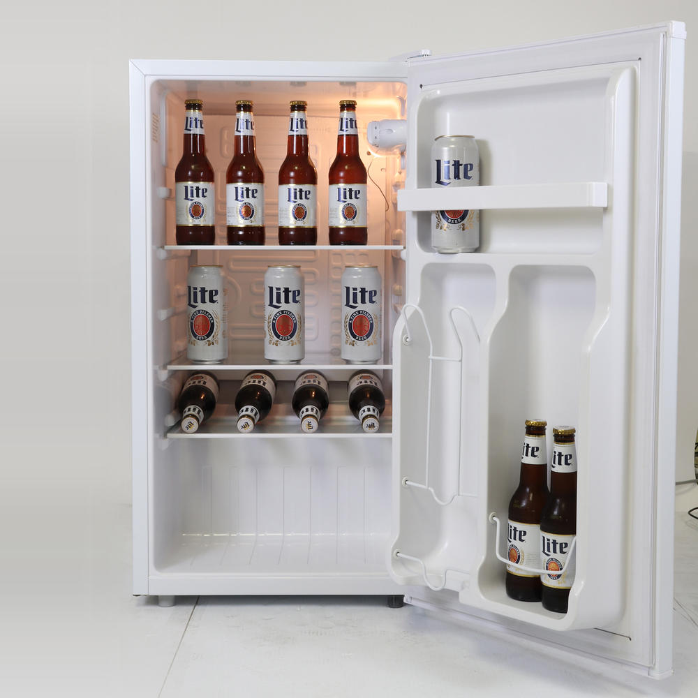 Miller Lite ML90 Koolatron Compact Fridge with Bottle Opener, 3.2 cu. ft.. (90L), White, Flat