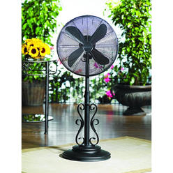 Deco Breeze DecoBREEZE Adjustable Height Oscillating Outdoor Pedestal Fan, 18 In, Ebony