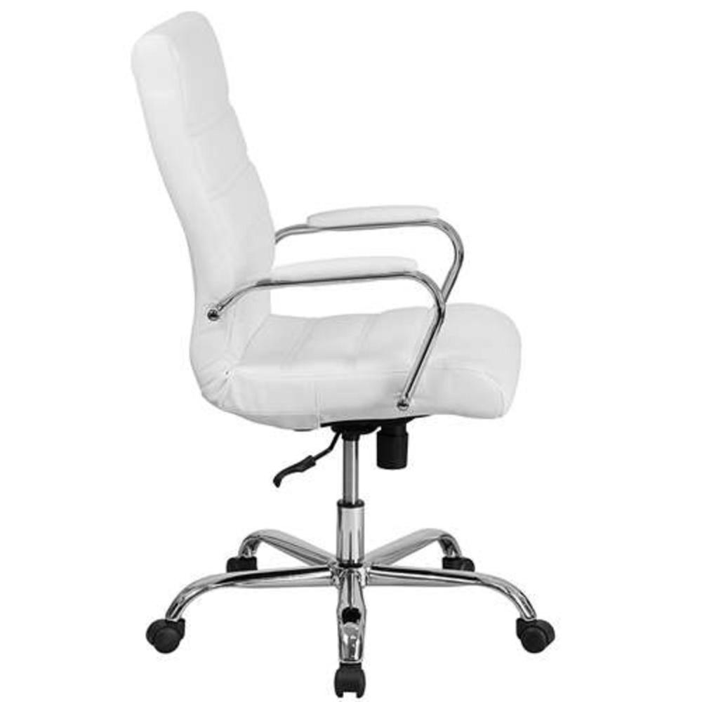 Flash Furniture 27" High-Back Leather Executive Swivel Office Chair with Chrome Arms - White