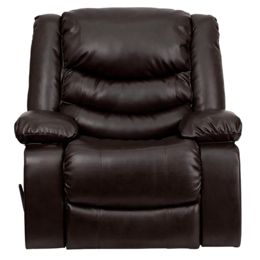 Flash Furniture Leather Lever Rocker Recliner with Padded Arms - Brown
