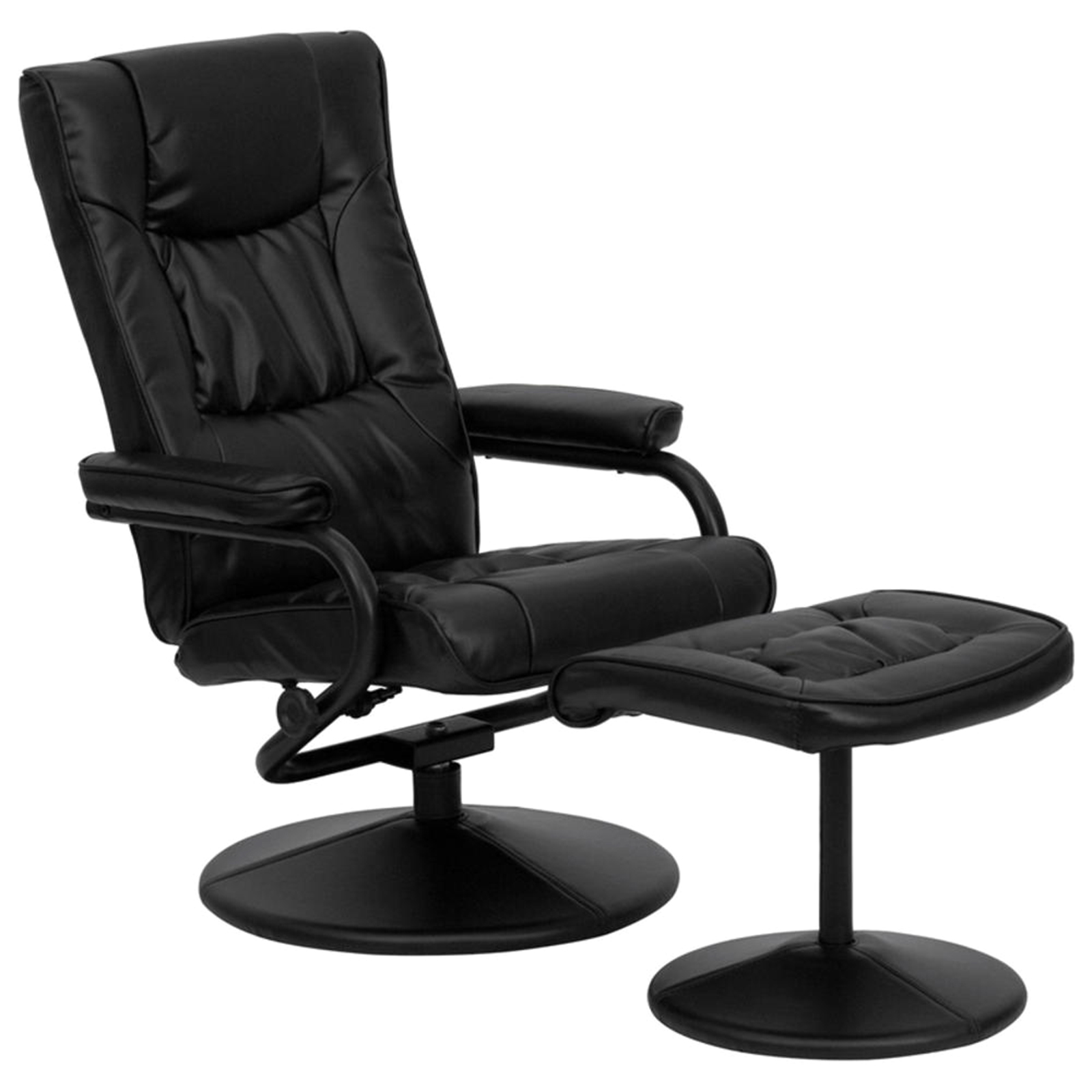 Flash Furniture Contemporary Leather Recliner Chair and Ottoman - Black