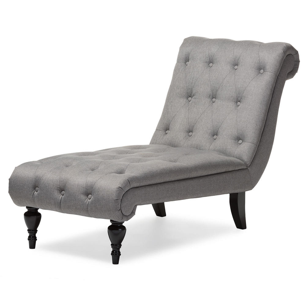 Baxton Studio Layla Mid-Century Modern 25" Upholstered Chaise Lounge - Gray