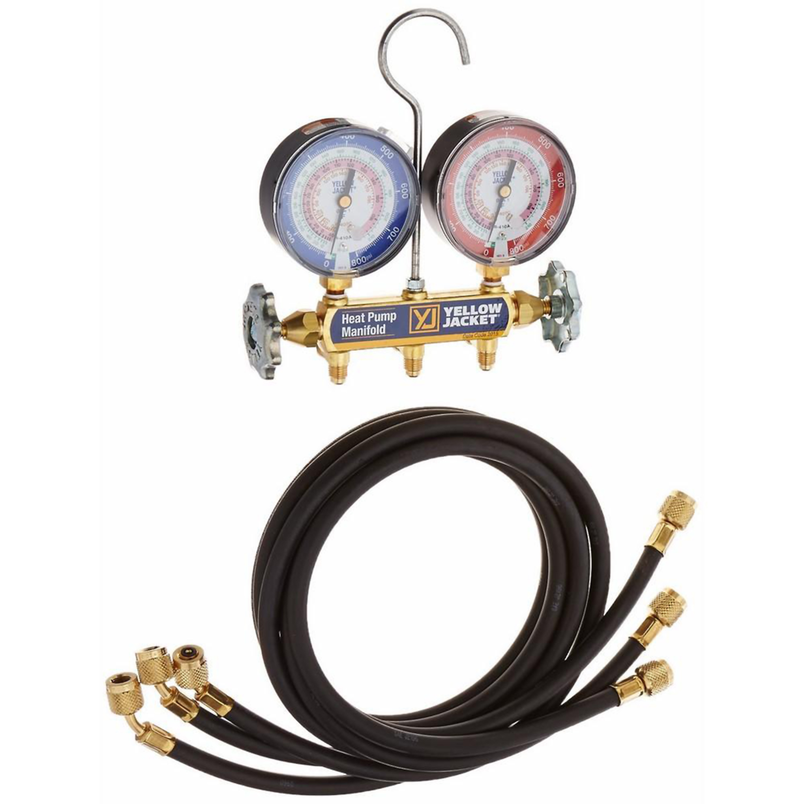 Yellow Jacket 42044 Heat Pump Manifold Gauge Set w/ 60" Black Plus II 1