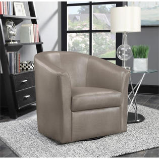 Coaster Faux Leather Upholstered Accent, Swivel Barrel Chair Faux Leather