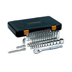 Apex Tools 56-Pc .38 Inch Drive Sae-Metric 6 Pt Standard & Deep Socket Set