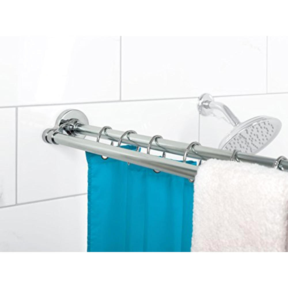 Zenna Home 44" to 72" Aluminum Double Tension Shower Curtain Rod Chrome