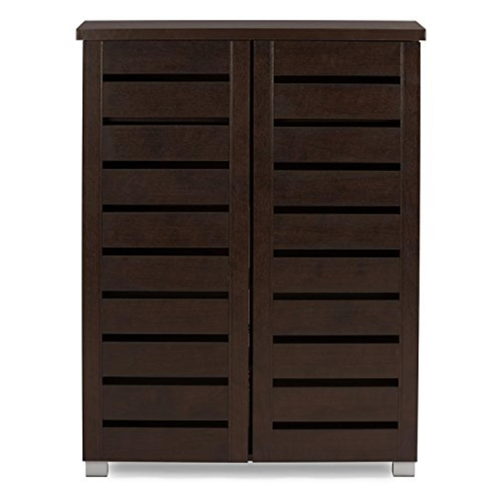 Baxton Studio Adalwin 2 Door Wooden Shoes Storage Cabinet - Dark Brown