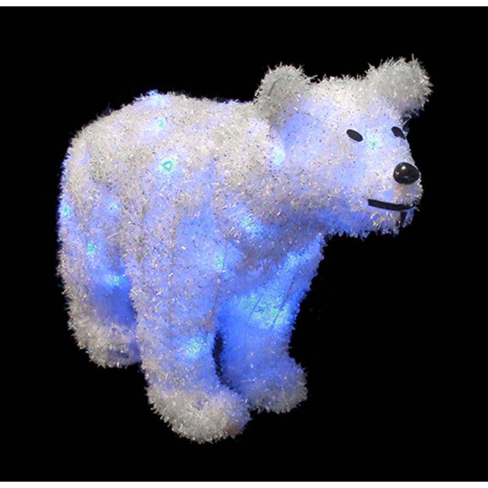 Alger 32" LED Lighted Tinsel Polar Bear Christmas Decoration with Blue Lights