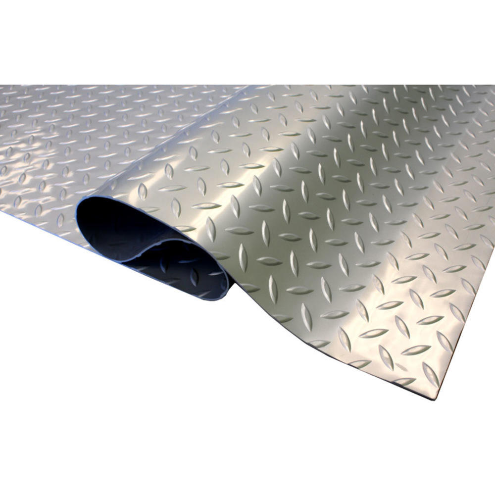 Incstores 7.5' x 17' Diamond Pattern Nitro Garage Floor Mat - Stainless Steel