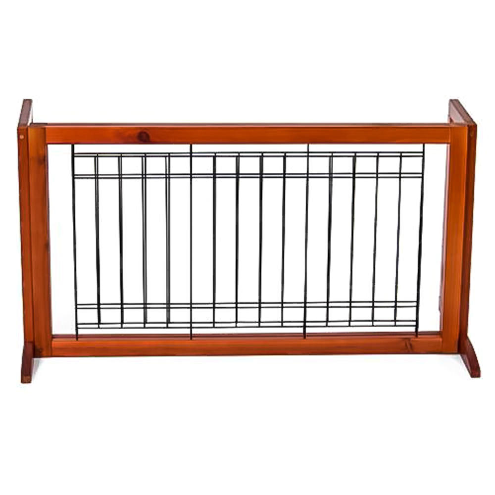 Best Choice Products Adjustable Freestanding Pet Dog Fence Gate For Small Animals -  Brown