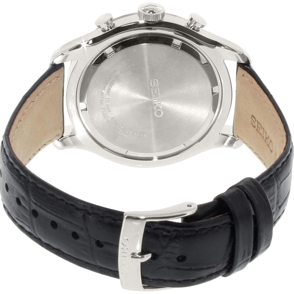 Seiko SPC131 Men's Leather Quartz  Chronograph Watch - White