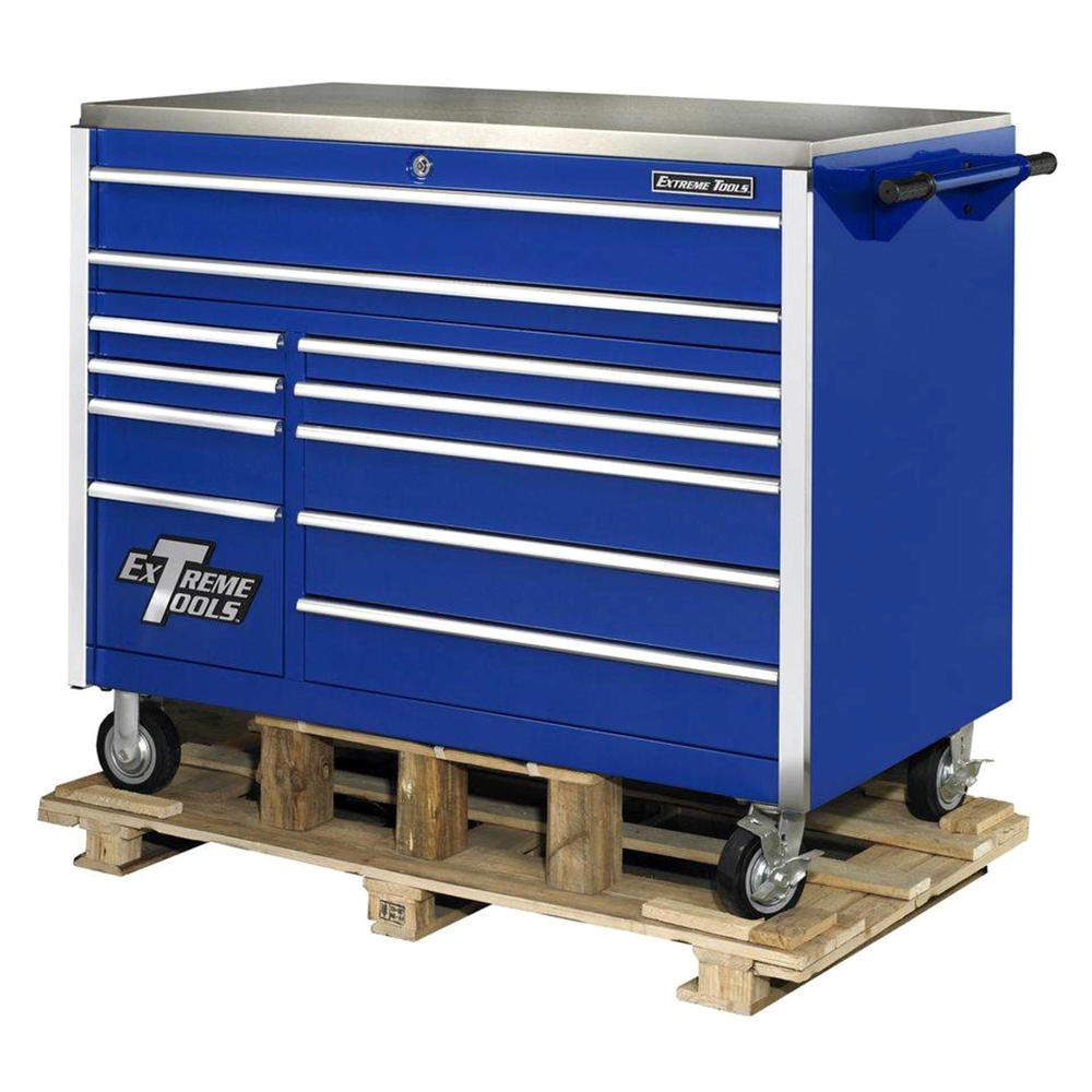 Extreme Tools 11-Drawer Stainless Steel Topped Castered Tool Cabinet - Blue