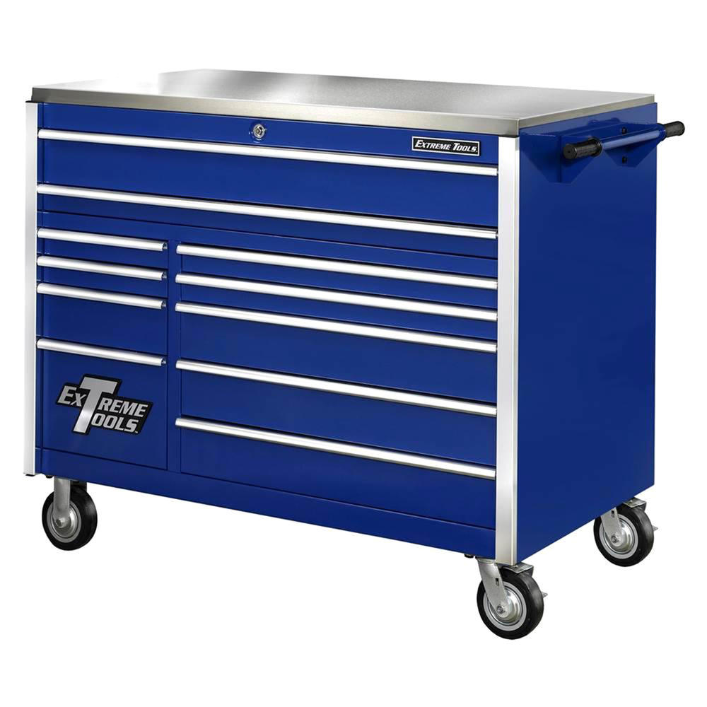 Extreme Tools 11-Drawer Stainless Steel Topped Castered Tool Cabinet - Blue