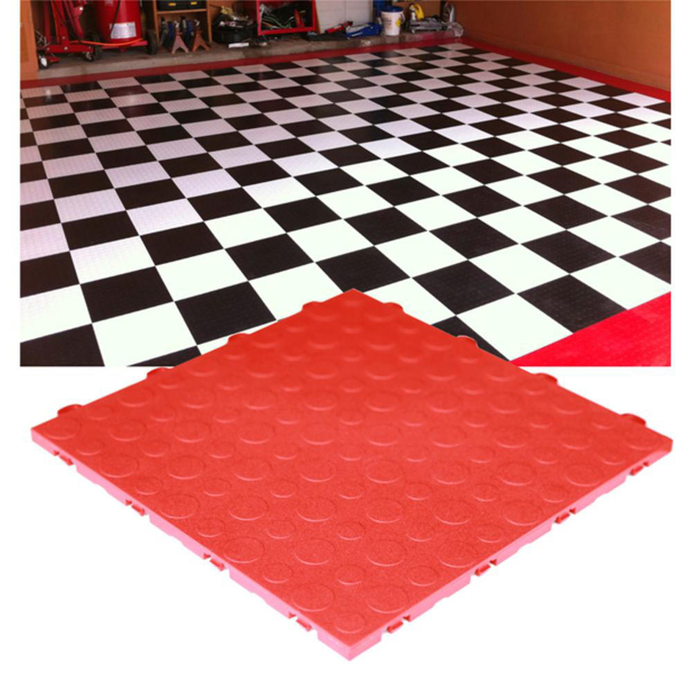 ModuTile 30-Pack Coin Style Interlocking Garage Floor Tiles - Red