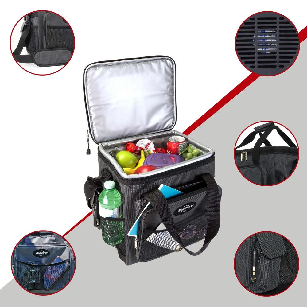 Koolatron D13 Portable Iceless 12V Cooler Bag, 13L (14 qt), Black/Gray