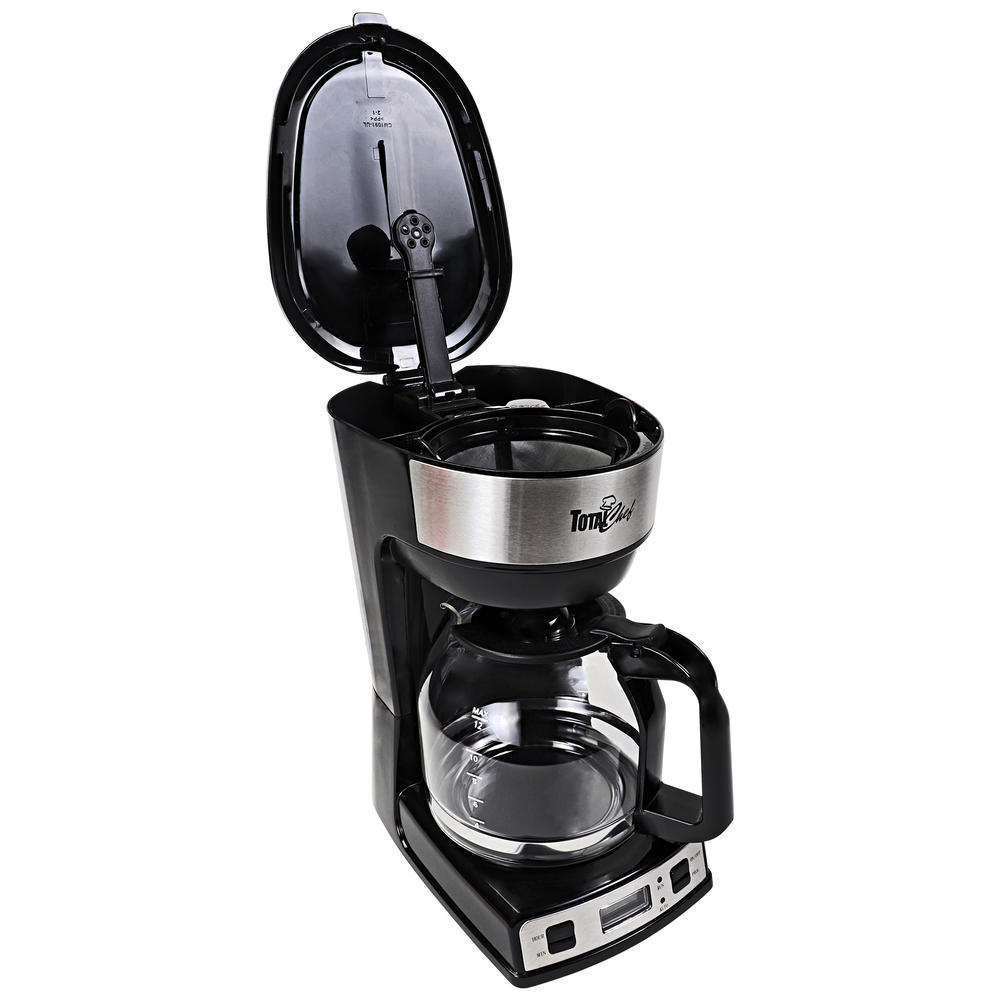 Total Chef TCCM06 Programmable 12-Cup Coffee Maker with Filter Black and Silver