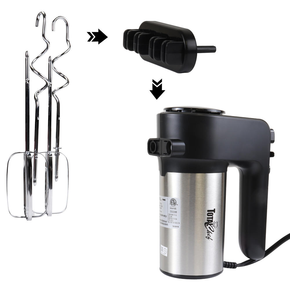 Total Chef TCHM02 6-Speed Hand Mixer, 250 Watts with Turbo Boost, Black Silver